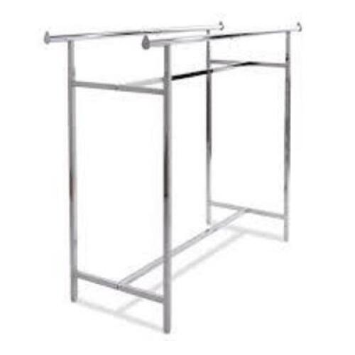 DESCRIPTION: (1) HEAVY DUTY DOUBLE BAR RACK WITH V BRACE BRAND/MODEL: ECONOCO #K40 INFORMATION: CHROME RETAIL$: $70.50 EA SIZE: 49-70" QTY: 1