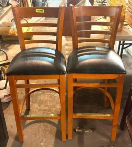 (2) VINYL UPHOLSTERED WOODEN BARSTOOLS