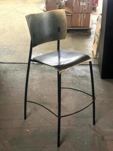 (6) WOODEN SEAT METAL BARSTOOLS