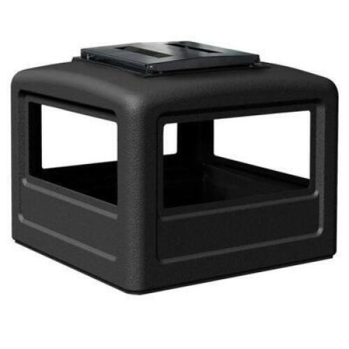 (1) SQUARE BLACK DOME TRASH CAN LID WITH ASHTRAY