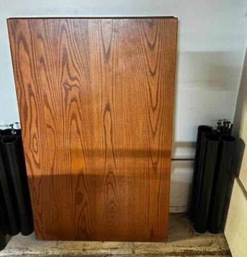 (2) WOODEN TABLES WITH BASES