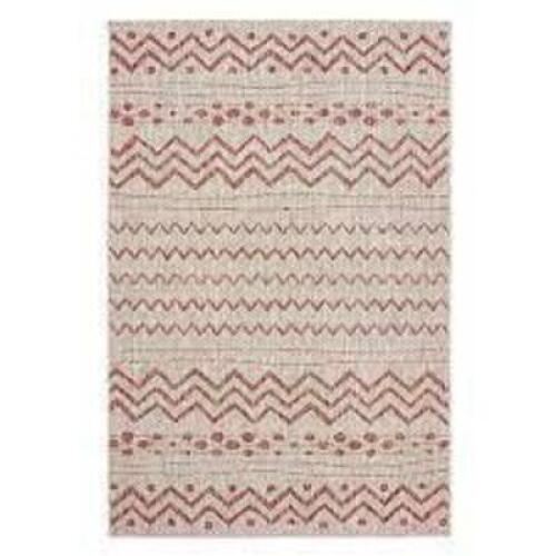 DESCRIPTION: (1) INDOOR/OUTDOOR RUG BRAND/MODEL: LR HOME #SUNSH81244BER7999 INFORMATION: SUN SHOWER - BEIGE/RED RETAIL$: $123.59 EA SIZE: 7'9" X 9'9"