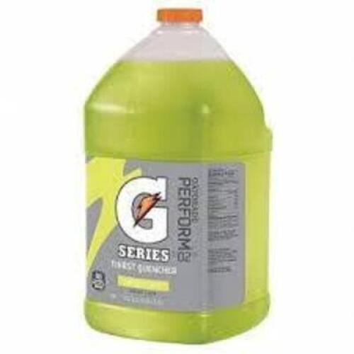 DESCRIPTION: (1) SPORTS DRINK MIX LIQUID BRAND/MODEL: GATORADE #3AW92 INFORMATION: LEMON LIME RETAIL$: $17.17EA SIZE: 1 GALLON QTY: 1