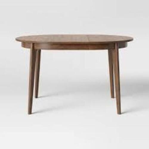 DESCRIPTION: (1) MID-CENTURY ROUND EXTENDABLE DINING TABLE BRAND/MODEL: PROJECT 62 #249-04-9264 INFORMATION: NATURAL RETAIL$: $250.00 EA SIZE: EXPANDA