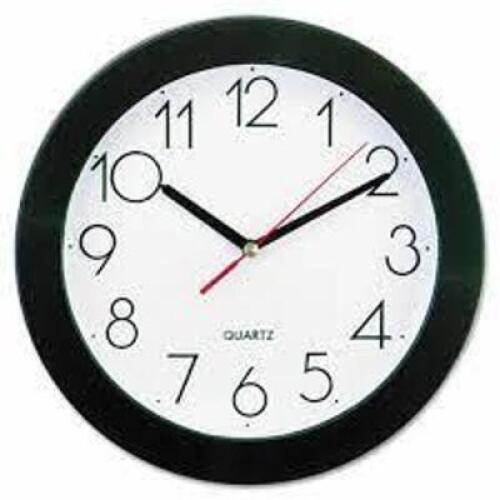 DESCRIPTION: (4) WALL CLOCK BRAND/MODEL: UNIVERSAL #UNV10421 RETAIL$: $26.36 EA SIZE: 9-3/4 QTY: 4