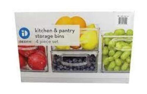 DESCRIPTION: 4-PIECE CLEAR SET STORAGE BINS BRAND/MODEL: IDESIGN RETAIL$: $39.99