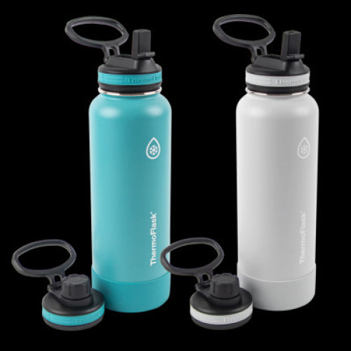 DESCRIPTION: 2-PACK OF 40 OZ. STAINLESS STEEL WATER BOTTLES BRAND/MODEL: THERMOFLASK INFORMATION: $41.99 NEW QTY: 1