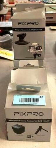(4) PIXPRO WATERPROOF ACCESSORIES AND SMART LENS ACTION CAMERA ACCESSORIES
