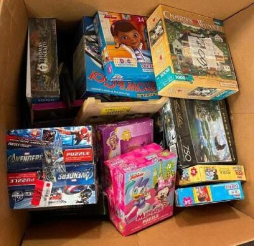 BOX OF ASSORTED PUZZLES AS SHOWN