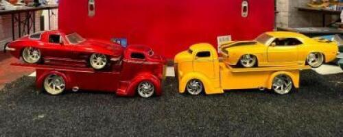 MODEL CORVETTE AND CAMARO WITH TOW TRAILERS