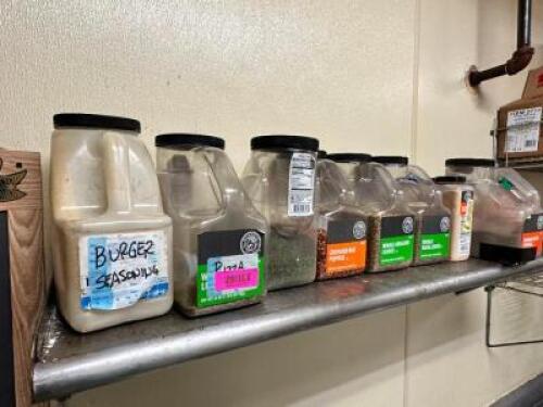 DESCRIPTION: (1) LOT OF ASSORTED SPICES AND SEASONINGS LOCATION: KITCHEN THIS LOT IS: ONE MONEY QTY: 1