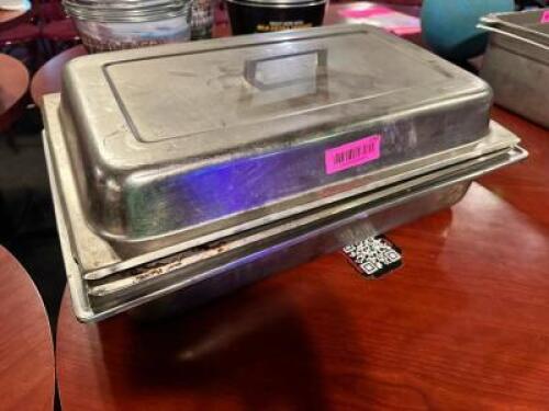 DESCRIPTION: FULL SIZE CHAFER W/ PAN, INSERT, AND LID. ADDITIONAL INFORMATION NO STAND THIS LOT IS: ONE MONEY QTY: 1