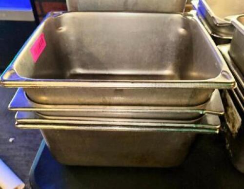 DESCRIPTION: (4) HALF SIZE STAINLESS INSERTS SIZE 6" DEEP LOCATION: BAR THIS LOT IS: SOLD BY THE PIECE QTY: 4