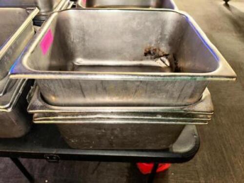 DESCRIPTION: (4) HALF SIZE STAINLESS INSERTS SIZE 6" DEEP LOCATION: BAR THIS LOT IS: SOLD BY THE PIECE QTY: 4