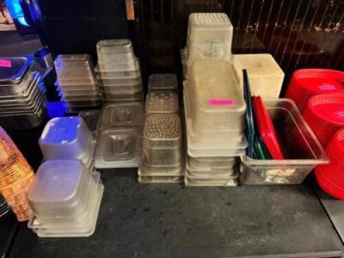DESCRIPTION: (1) LOT OF ASSORTED PLASTIC INSERTS AND CONTAINERS. LOCATION: BAR THIS LOT IS: ONE MONEY QTY: 1