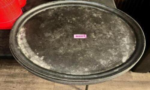 DESCRIPTION: (4) 27" OVAL SERVING TRAYS LOCATION: BAR THIS LOT IS: SOLD BY THE PIECE QTY: 4