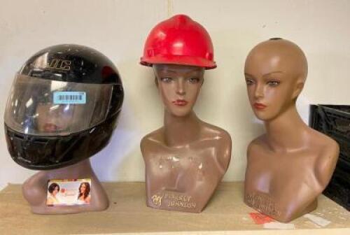 (3) MANNEQUINS WITH ASSORTED HEADWARE