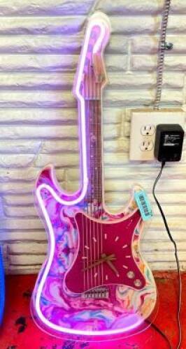 NEON GUITAR WALL CLOCK