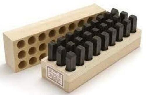 DESCRIPTION: (1) STEEL LETTER STAMPS BRAND/MODEL: YOUNG BROS #698690 INFORMATION: STEEL, WOOD BOX RETAIL$: $420.25 TOTAL SIZE: 5/16" LETTERS, 7.9MM QT