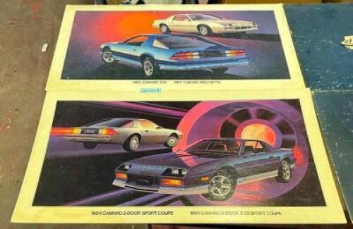 (2) CARDBOARD BACKED VINTAGE CAR POSTERS