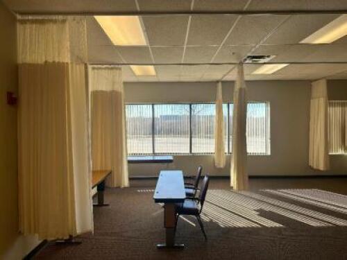 DESCRIPTION: (8) - PC. 104" SLIDING CURTAIN SYSTEM / CURTAINS ONLY ADDITIONAL INFORMATION: RAILS NOT INCLUDED. SOLD AS SET. LOCATION: CLINIC 8 THIS LO