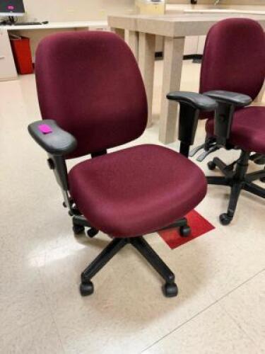 DESCRIPTION: (4) MAROON UPHOLSTERED OFFICE CHAIRS LOCATION: WEST END CLINICS LABS THIS LOT IS: SOLD BY THE PIECE QTY: 4