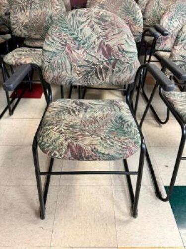 (12) GREEN AND TAN UPHOLSTERED ARM CHAIRS