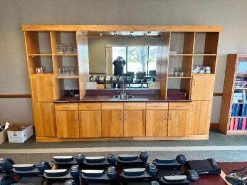 150" WOODEN BUFFET CABINET / MEDIA CABINET WITH SINK