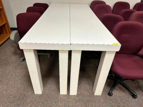 (2) 90" X 20" COMPOSITE TABLES ( OFF WHITE )