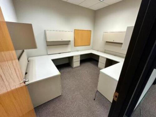 10' X 6' WALL MOUNTED COMPOSITE DESK AND HUTCH SYSTEM - SINGLE OFFICE
