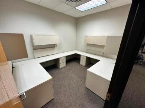 10' X 6' WALL MOUNTED COMPOSITE DESK AND HUTCH SYSTEM - SINGLE OFFICE
