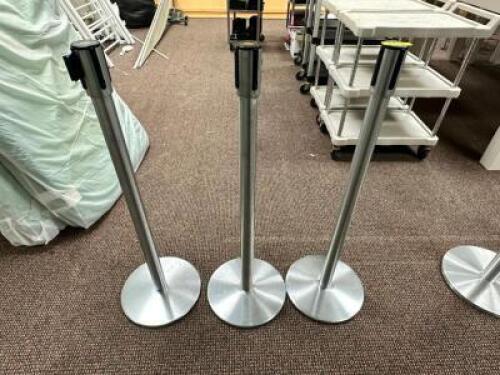 (3) EXTENDA BARRIER STANCHION POSTS IN BRUSH CHROME