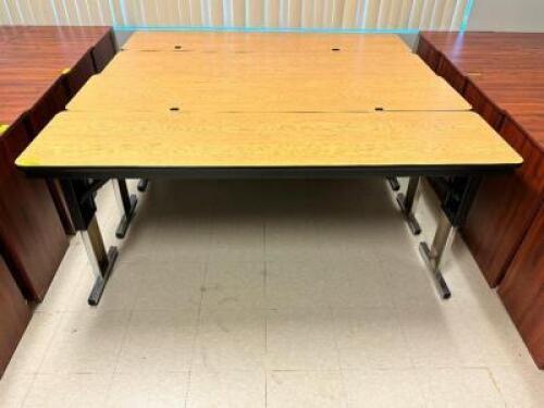 (2) 72" X 18" LAMINATE WOOD TABLES W/ ADJUSTABLE LEGS