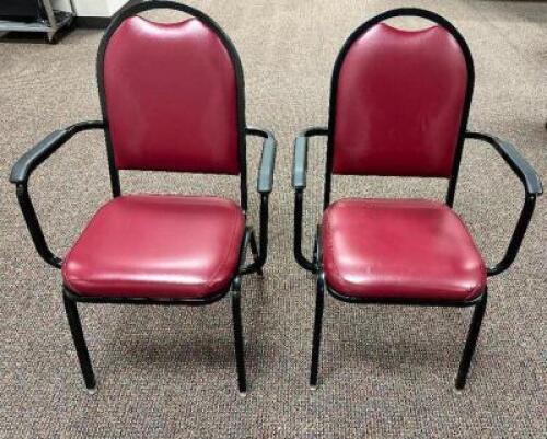 (8) MTS MAROON VINYL STACKING ARM CHAIRS