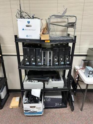 CONTENTS OF SHELF - ASSORTED COMPUTER EQUIPMENT