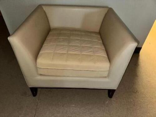 WHITE UPHOLSTERED ARM CHAIR