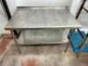 DESCRIPTION: 48" X 30" ALL STAINLESS TABLE W/ 2" BACK SPLASH SIZE 48" X 30" LOCATION: MEAT ROOM QTY: 1 - 2