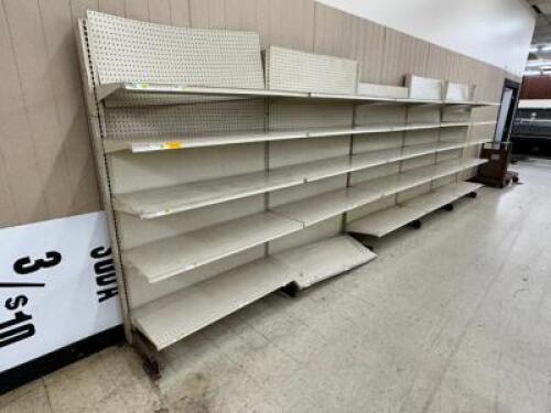 DESCRIPTION: (5) SECTIONS OF 48" GONDOLA WALL SHELVING SIZE 20' LOCATION: FLOOR QTY: 1
