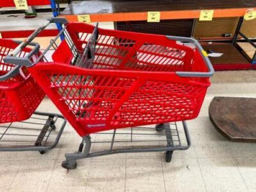 DESCRIPTION: (15) RED PLASTIC SHOPPING CARTS LOCATION: FLOOR THIS LOT IS: SOLD BY THE PIECE QTY: 15
