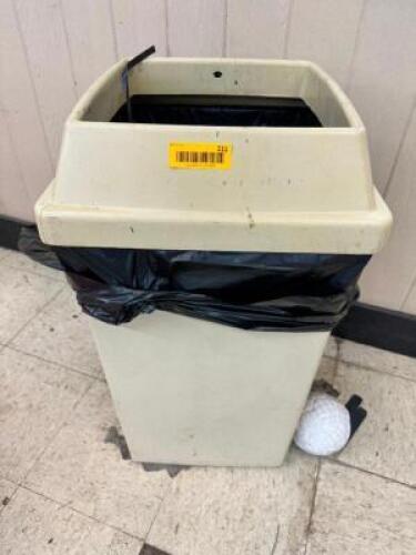 DESCRIPTION: TAN PLASTIC TRASH CAN LOCATION: FLOOR QTY: 1