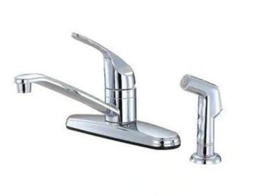 NON-METALLIC 1-HANDLE STANDARD KITCHEN FAUCET WITH SIDE SPRAYER IN CHROME