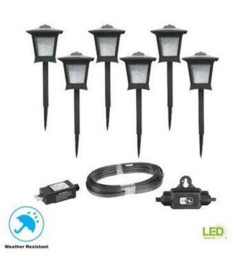 LOW VOLTAGE BLACK LED INTEGRATED PATH LIGHT KIT (6-PACK)