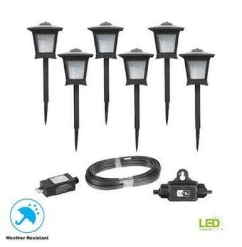 LOW VOLTAGE BLACK LED INTEGRATED PATH LIGHT KIT (6-PACK)