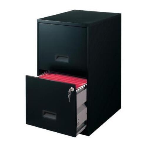 SPACE SOLUTIONS 18" DEEP 2 DRAWER LETTER WIDTH VERTICAL FILE CABINET, BLACK