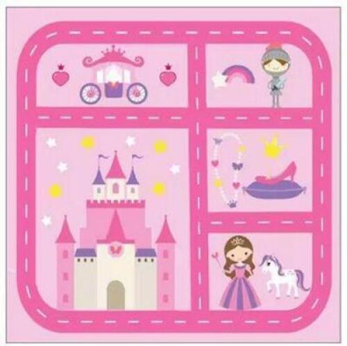 PRINCESS PLAY TOWN PINK 4 FT. X 4 FT. KIDS RUG PLUS TOY SET