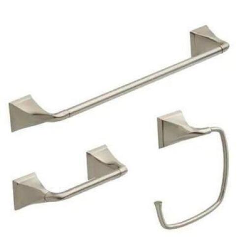 EVERLY 3-PIECE BATH HARDWARE SET WITH TOWEL RING/TOILET PAPER HOLDER AND 24 IN. TOWEL BAR IN BRUSHED NICKEL