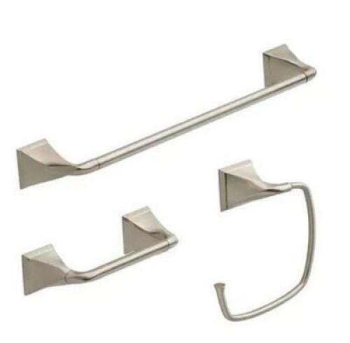 EVERLY 3-PIECE BATH HARDWARE SET WITH TOWEL RING/TOILET PAPER HOLDER AND 24 IN. TOWEL BAR IN BRUSHED NICKEL