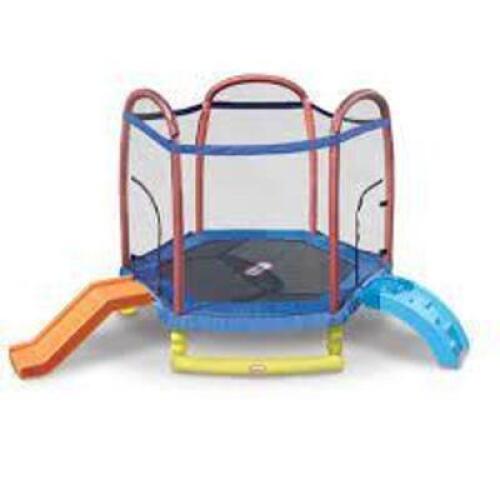 DESCRIPTION: (1) CLIMB N SLIDE TRAMPOLINE BRAND/MODEL: LITTLE TYKES INFORMATION: MULTI COLORED RETAIL$: $299.99 EA SIZE: 7' QTY: 1