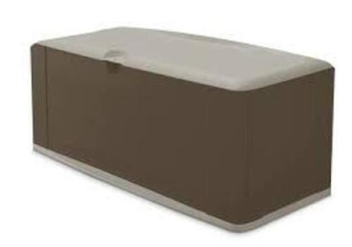 DESCRIPTION: (1) PATIO DECK BOX WITH SEAT BRAND/MODEL: RUBBERMAID #2047052 INFORMATION: EXTRA LARGE RETAIL$: 170 SIZE: 120 GALLON QTY: 1