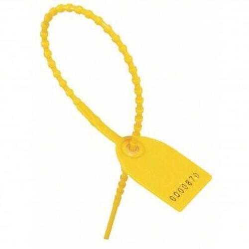 DESCRIPTION: (1) BOX OF (200) GENERIC YELLOW SECURITY SEAL LOCKS BRAND/MODEL: TYDENBROOKS #43RR23 RETAIL$: 200.25 SIZE: 47/64 in H x 1-3/16 in W QTY: